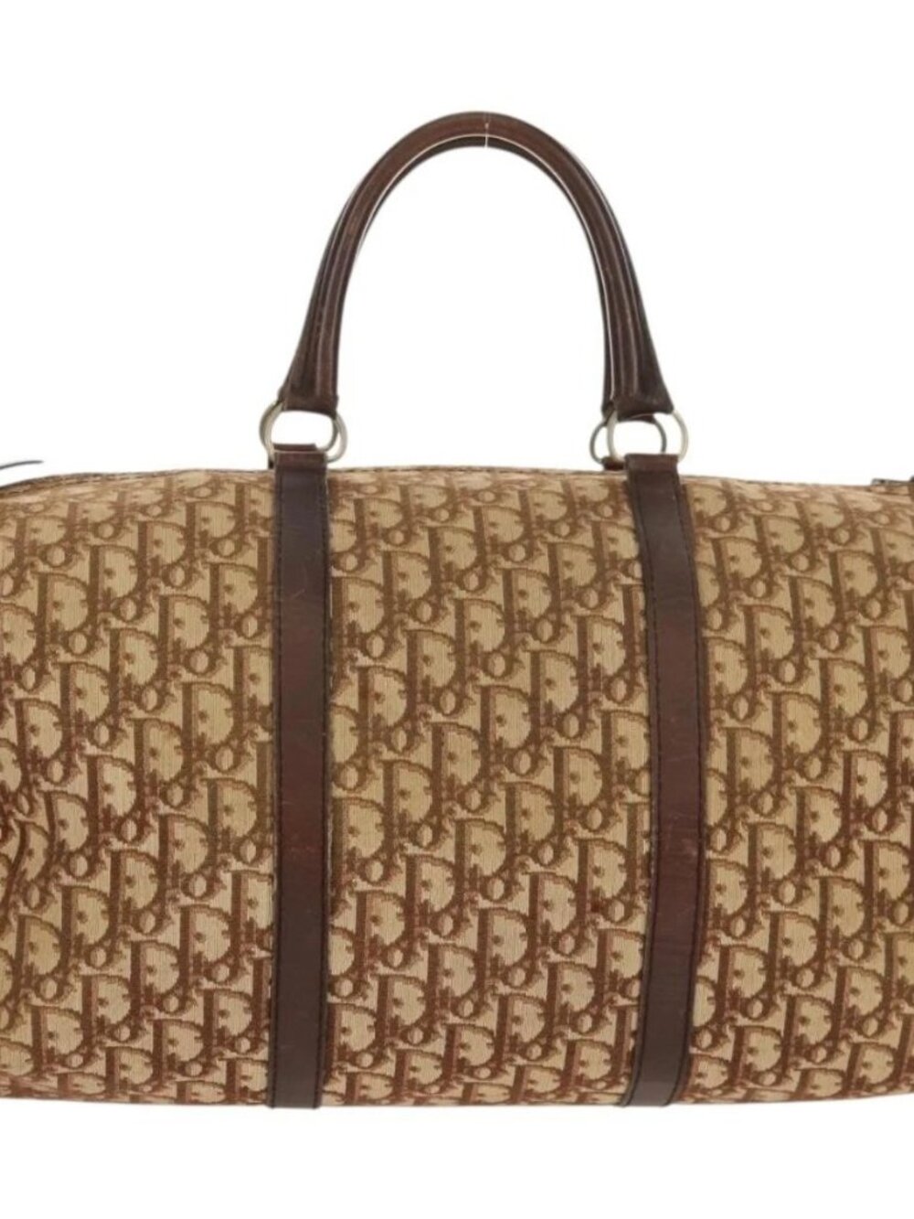 Christian Dior Trotter Canvas Boston Bag Beige Gold Auth 157139 - Picture 3 of 16